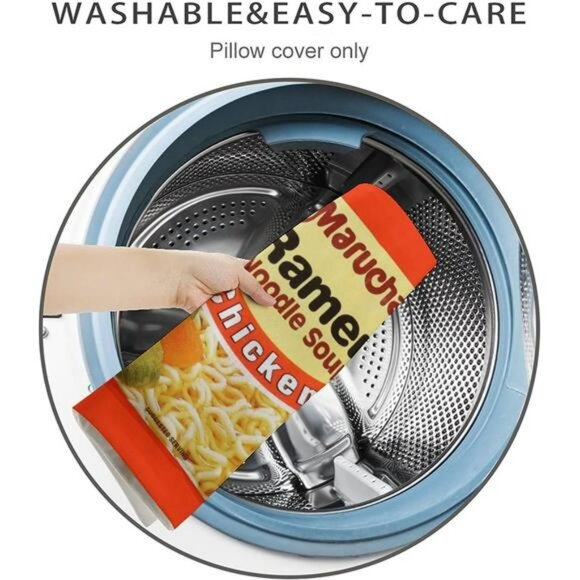 Funny Food Throw Pillow Cover 18x18 Velvet Soft Ramen Noodle Cushion for Sofa Be - Picture 6 of 7